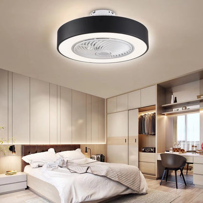 Black and White Mod Invisible Blade Ceiling Fan And Light