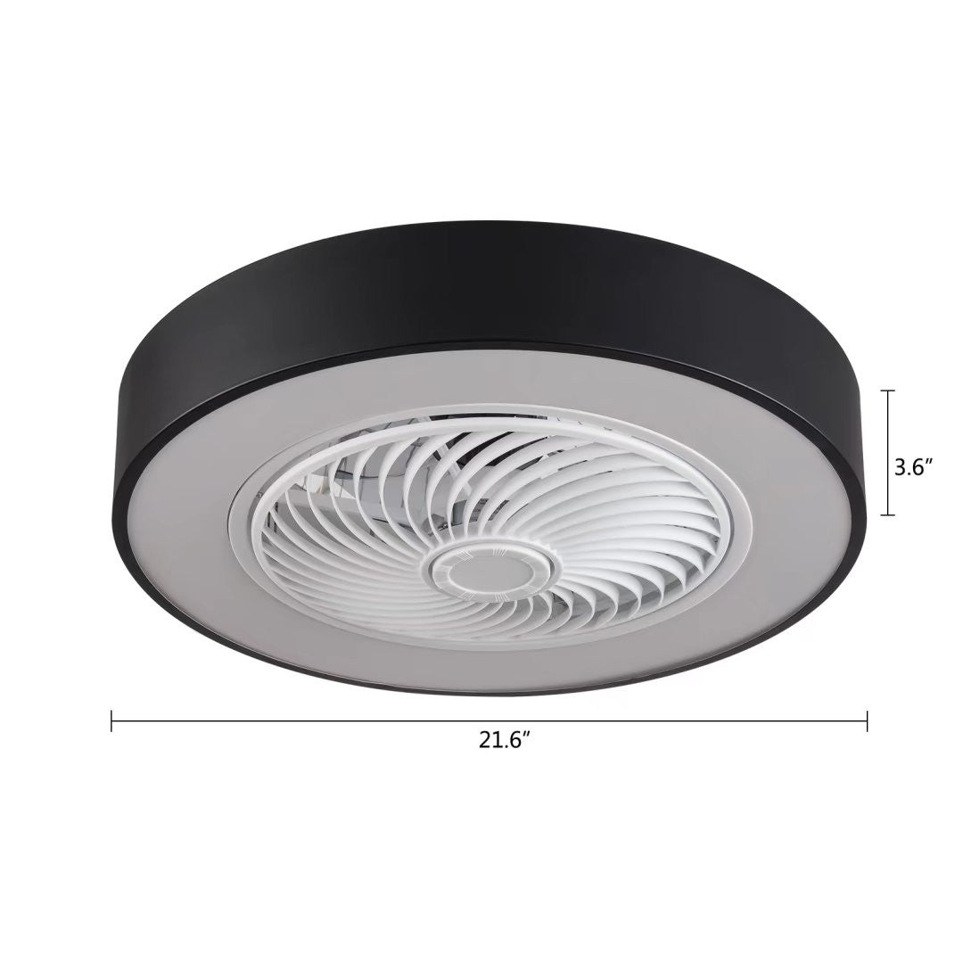 Black and White Mod Invisible Blade Ceiling Fan And Light