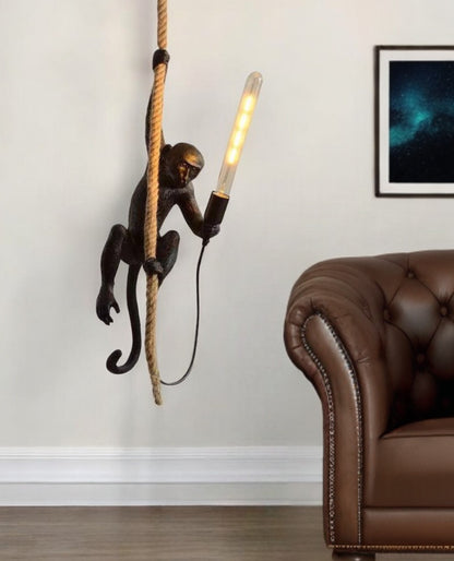 Hanging Monkey on a Rope Pendant  Lamp