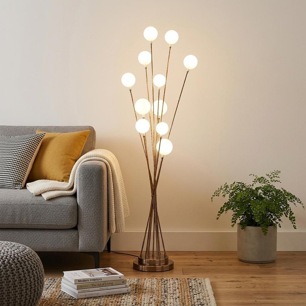 46" Gold 11 LED Novelty Floor Lamp With White HomeRoots