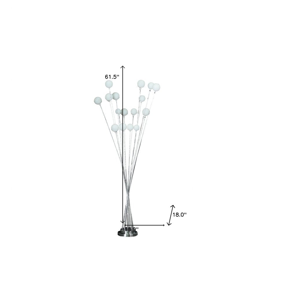 62" Silver 16 LED Novelty Floor Lamp With White HomeRoots