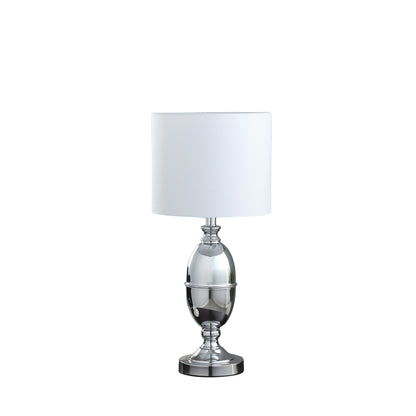 25" Silver Metal Urn Table Lamp With White Drum Shade