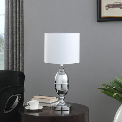 25" Silver Metal Urn Table Lamp With White Drum Shade HomeRoots