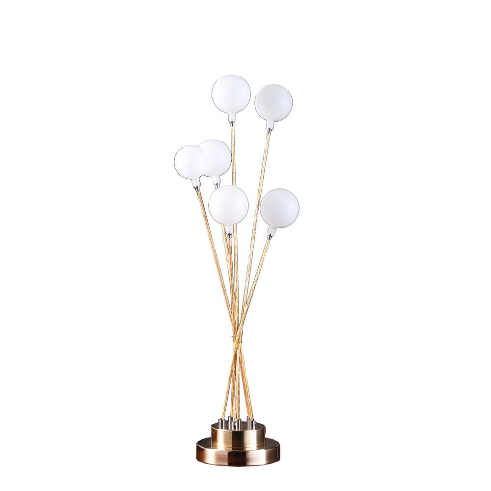 28" Yellow Gold Six Light Globe Desk or Table Lamp HomeRoots