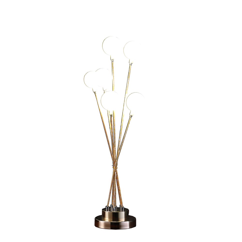 28" Yellow Gold Six Light Globe Desk or Table Lamp HomeRoots