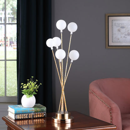 28" Yellow Gold Six Light Globe Desk or Table Lamp HomeRoots