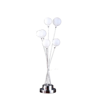 28" Silver Chrome Six Light Globe Desk or Table Lamp HomeRoots
