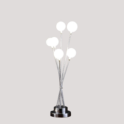 28" Silver Chrome Six Light Globe Desk or Table Lamp HomeRoots