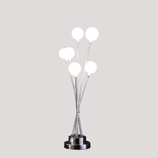 28" Silver Chrome Six Light Globe Desk or Table Lamp HomeRoots