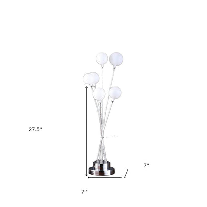 28" Silver Chrome Six Light Globe Desk or Table Lamp HomeRoots