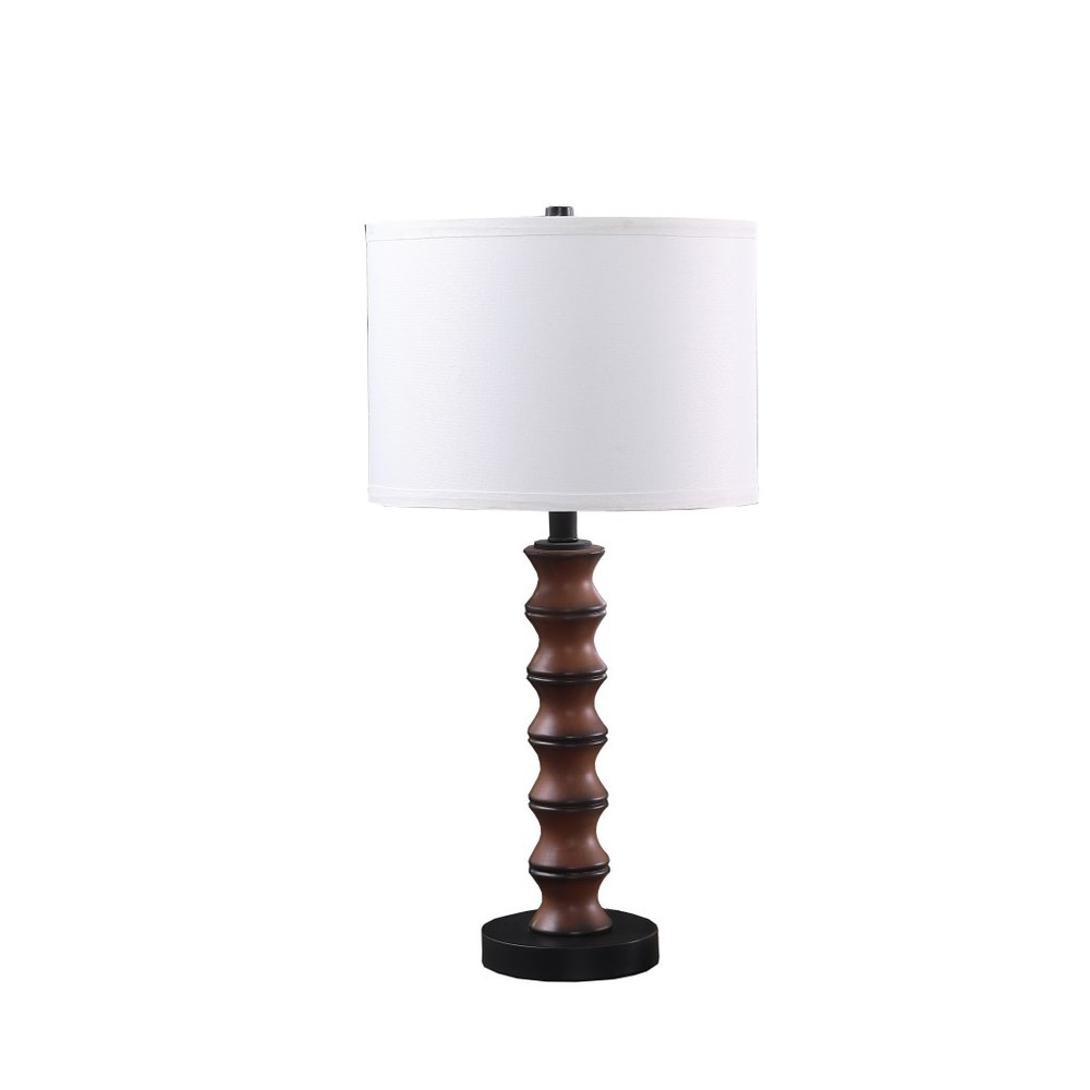 28" Dark Cherry Polyresin Indents Table Lamp With White Shade — view 1