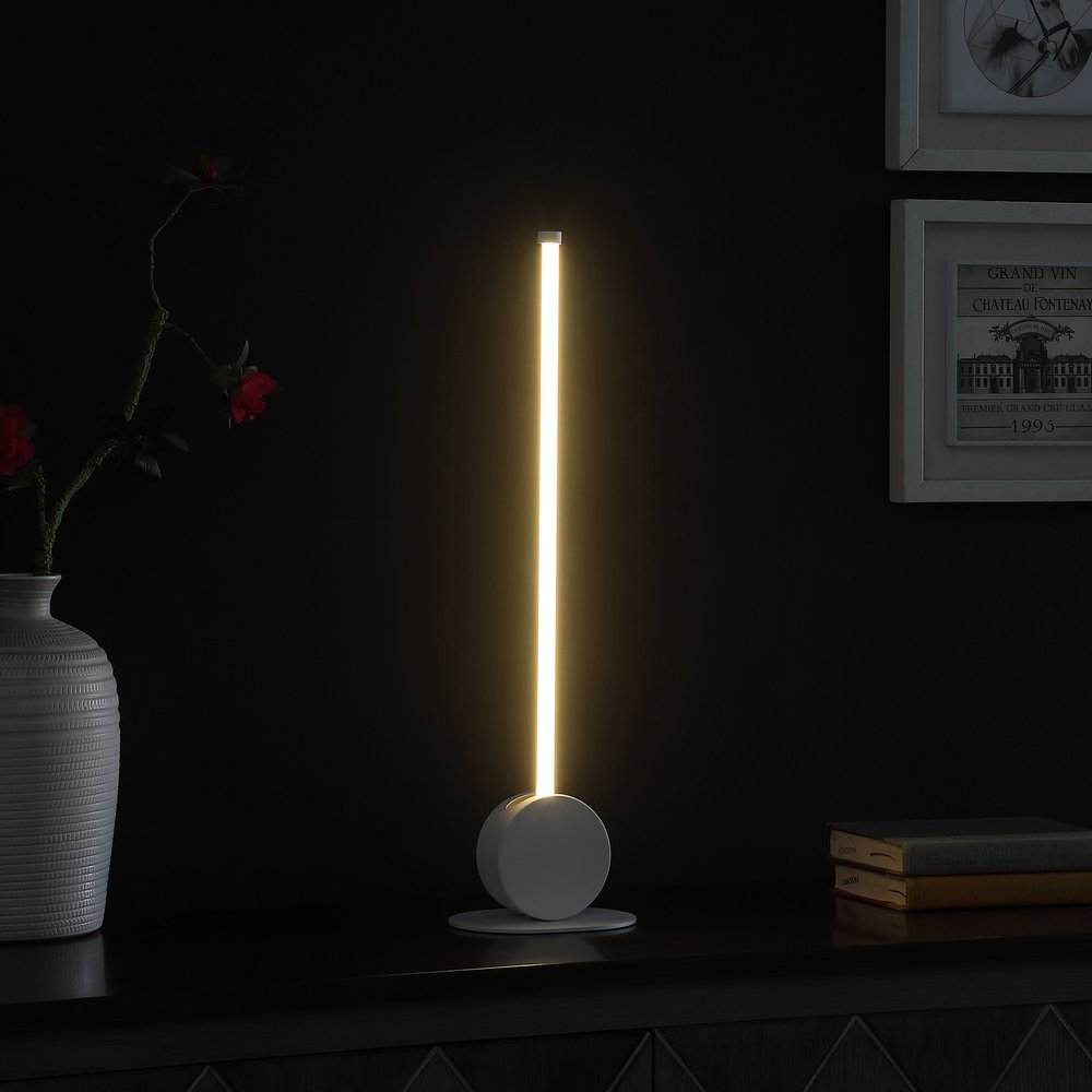 23" White Metal Leaning Stick LED Table Lamp HomeRoots