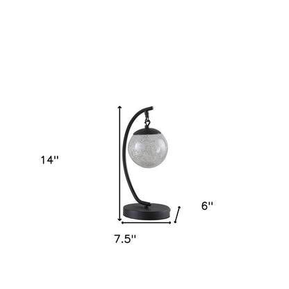 14" Matte Black Metal Arched Hanging Orb USB Table Lamp HomeRoots