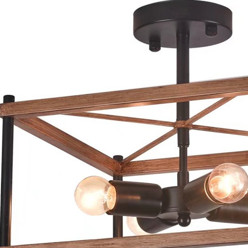 Brown And Black Lantern Four Light Metal Chandelier HomeRoots