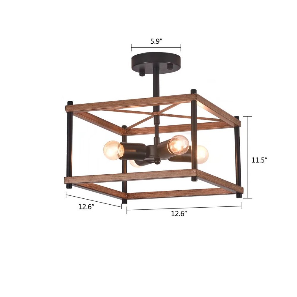 Brown And Black Lantern Four Light Metal Chandelier HomeRoots