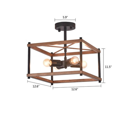 Brown And Black Lantern Four Light Metal Chandelier HomeRoots