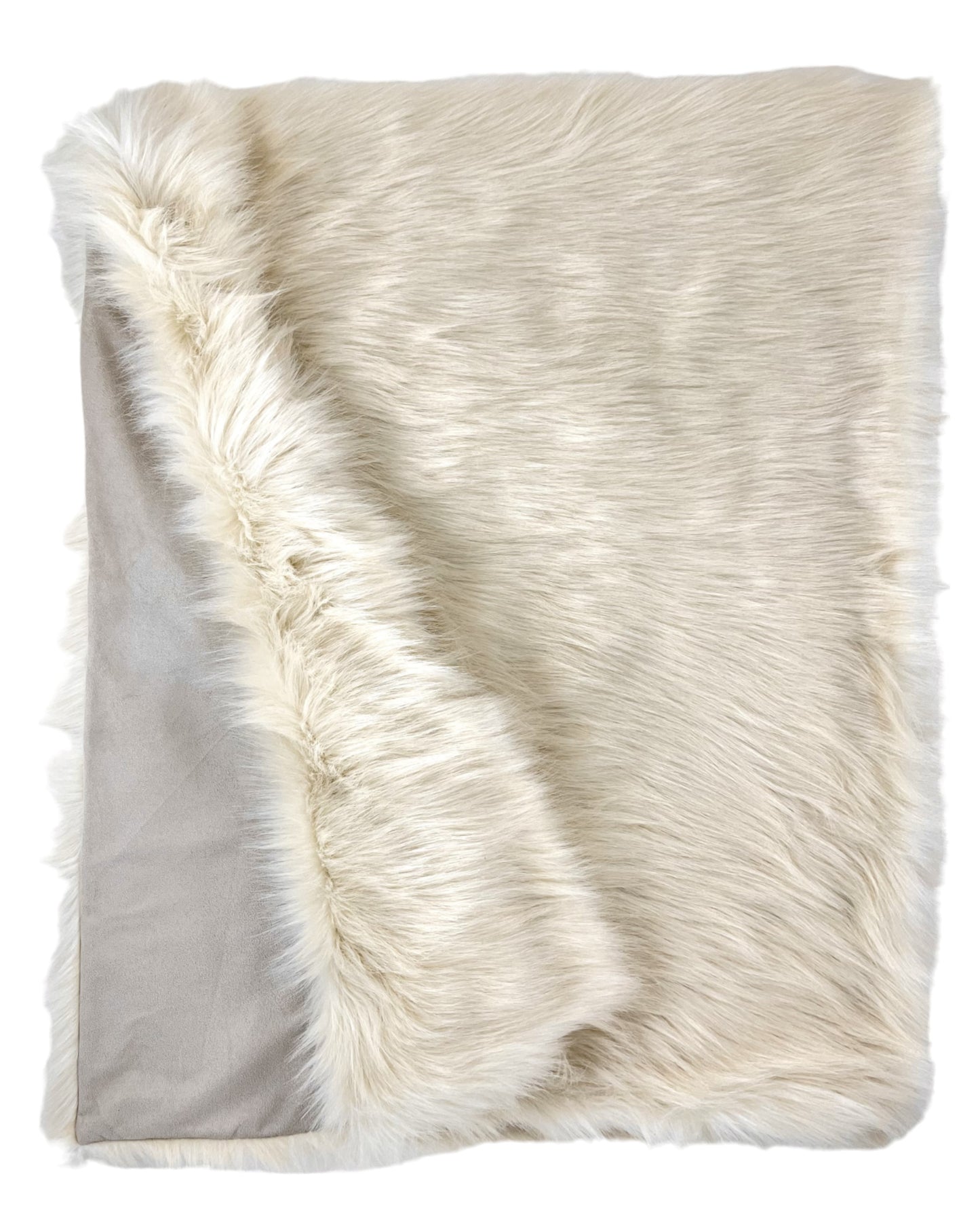 50" x 60" Royal White Long Hair Faux Fur Throw