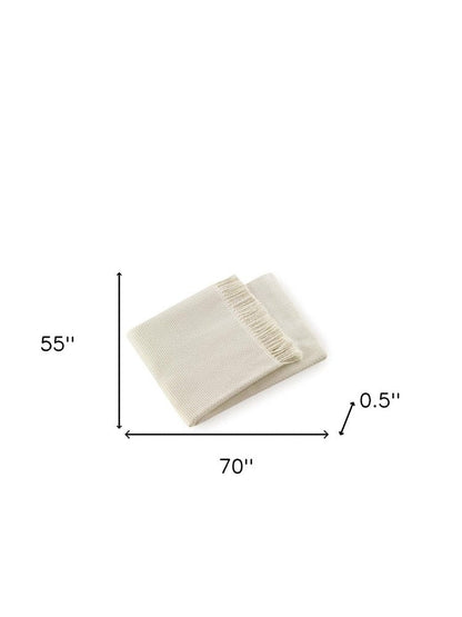 Soft Creamy White Links Pattern Throw Blanket HomeRoots