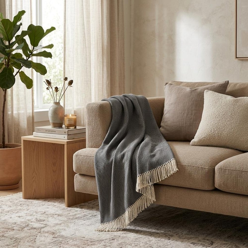 Soft Dark Gray Links Pattern Throw Blanket HomeRoots