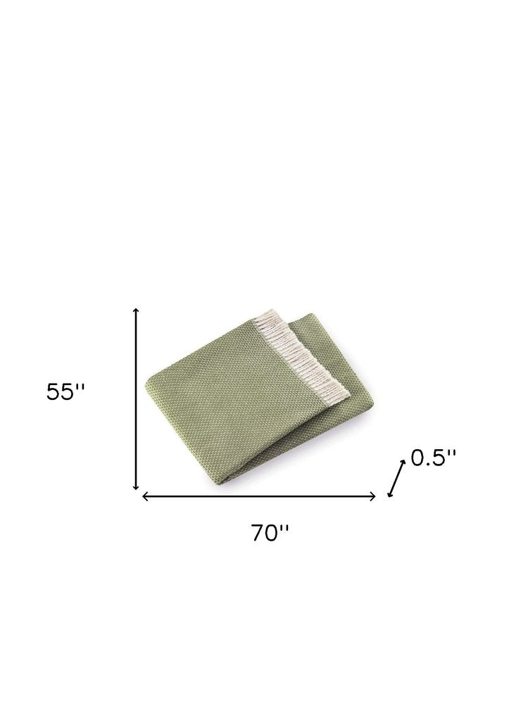 Soft Olive Green Links Pattern Throw Blanket — view 5