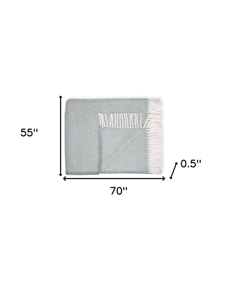 55" X 70" Sage Cotton Blend Woven Throw Blanket HomeRoots