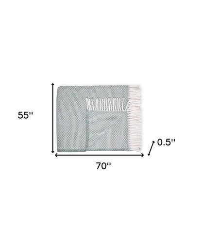 55" X 70" Sage Cotton Blend Woven Throw Blanket HomeRoots