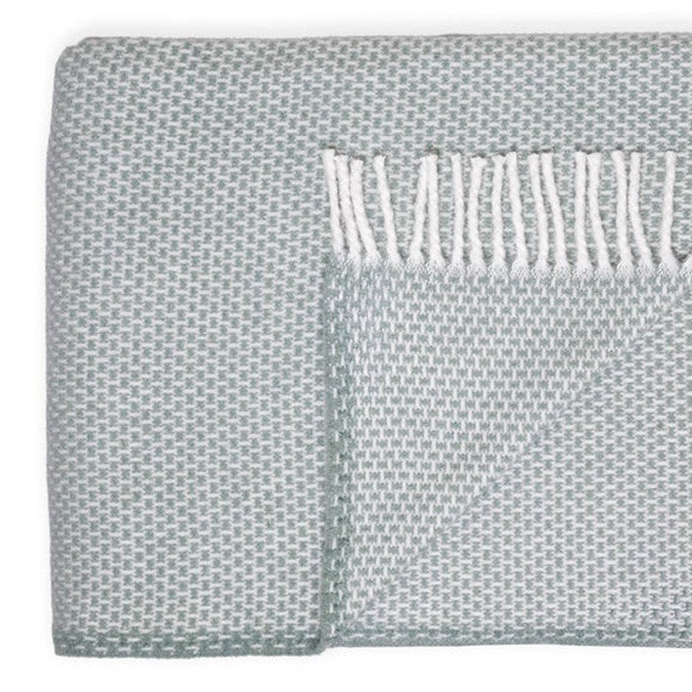 55" X 70" Sage Cotton Blend Woven Throw Blanket HomeRoots