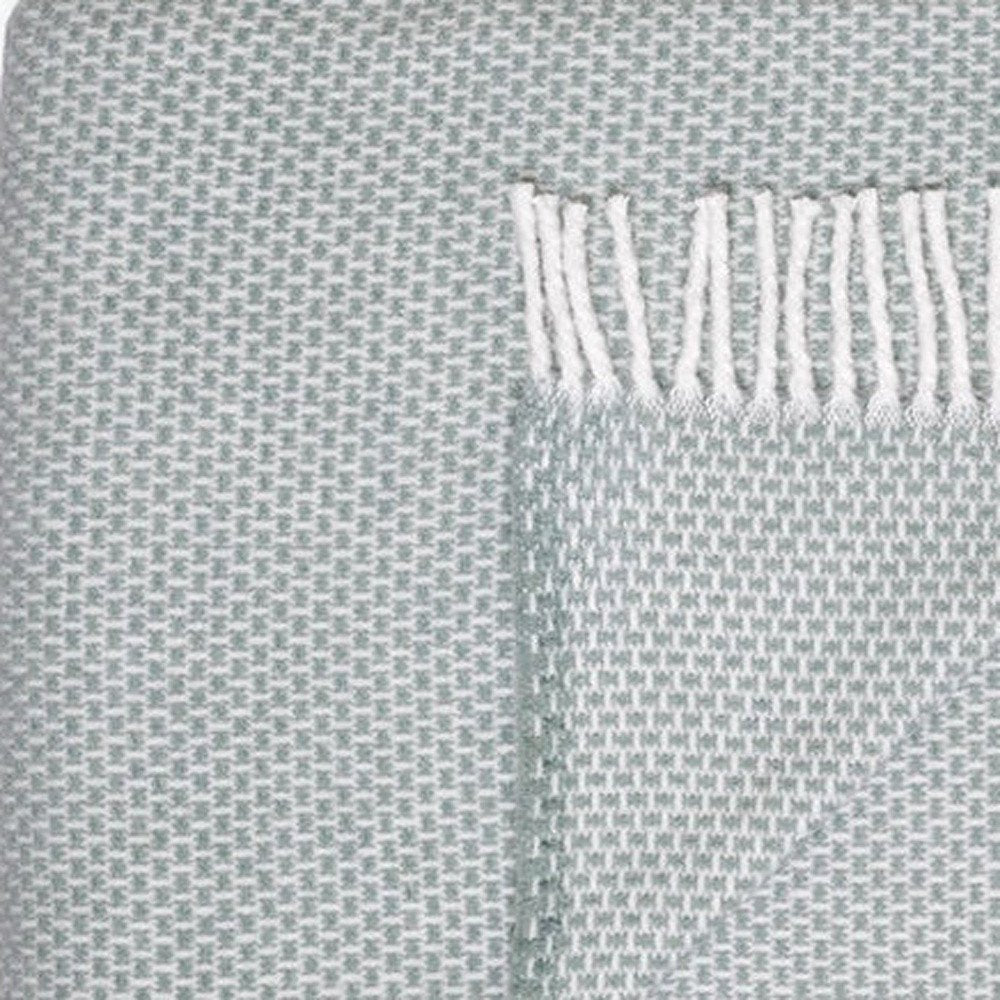 55" X 70" Sage Cotton Blend Woven Throw Blanket HomeRoots
