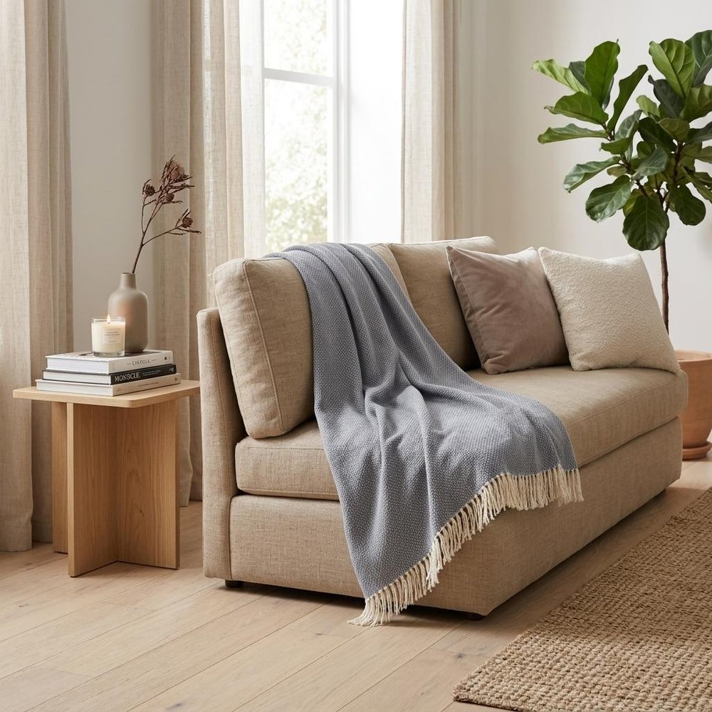 Soft Slate Gray Links Pattern Throw Blanket HomeRoots