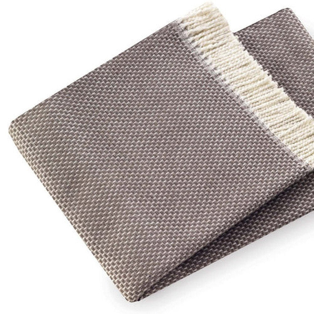 Soft Taupe Links Pattern Throw Blanket HomeRoots