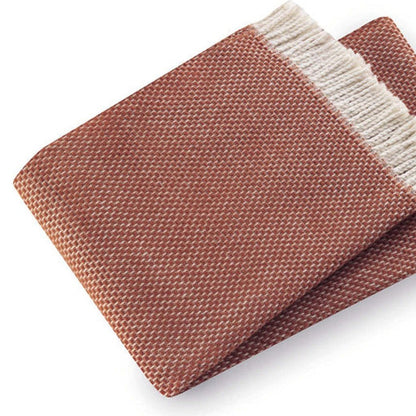 70" X 55" Terra Cotta Woven Cotton Plush Throw Blanket HomeRoots