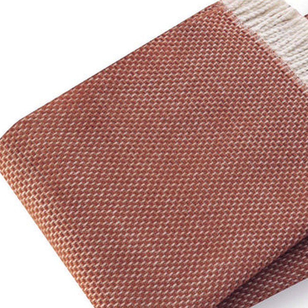 70" X 55" Terra Cotta Woven Cotton Plush Throw Blanket — view 4