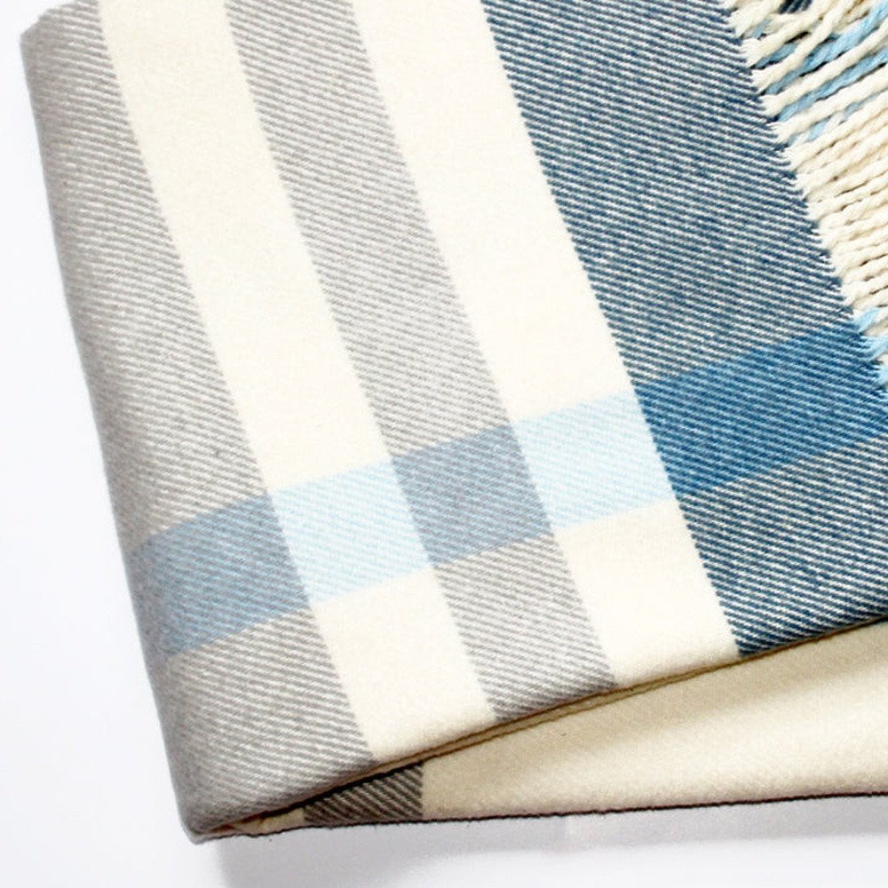 Plush Multi Blue Plaid Throw Blanket with Tassels HomeRoots