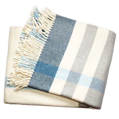 Plush Multi Blue Plaid Throw Blanket with Tassels HomeRoots