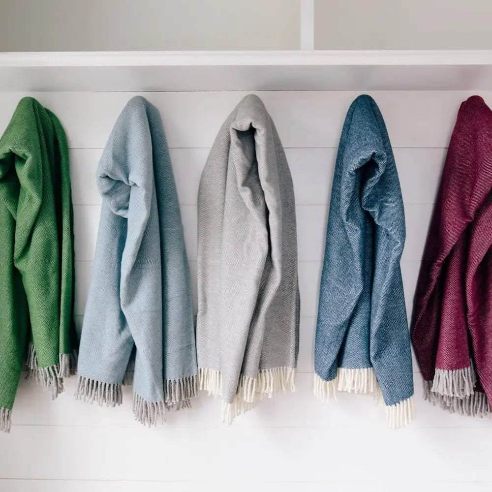 Cobalt Blue Mini Dot Fringed Throw Blanket HomeRoots