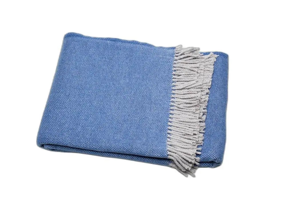 Cobalt Blue Mini Dot Fringed Throw Blanket HomeRoots