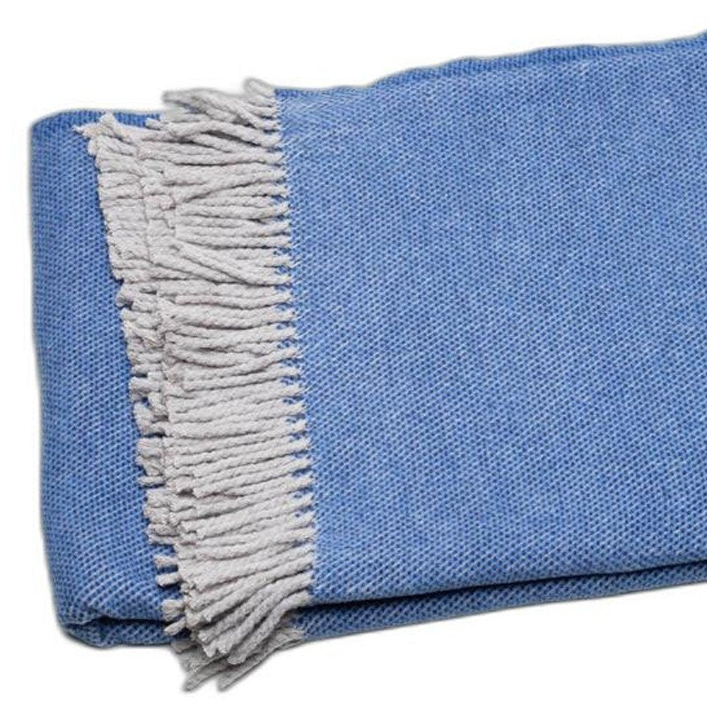 Cobalt Blue Mini Dot Fringed Throw Blanket HomeRoots