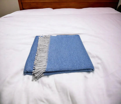 Cobalt Blue Mini Dot Fringed Throw Blanket HomeRoots