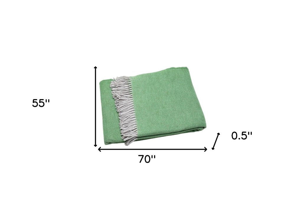Forest Green Mini Dot Fringed Throw Blanket — view 3