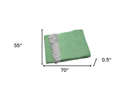 Forest Green Mini Dot Fringed Throw Blanket HomeRoots