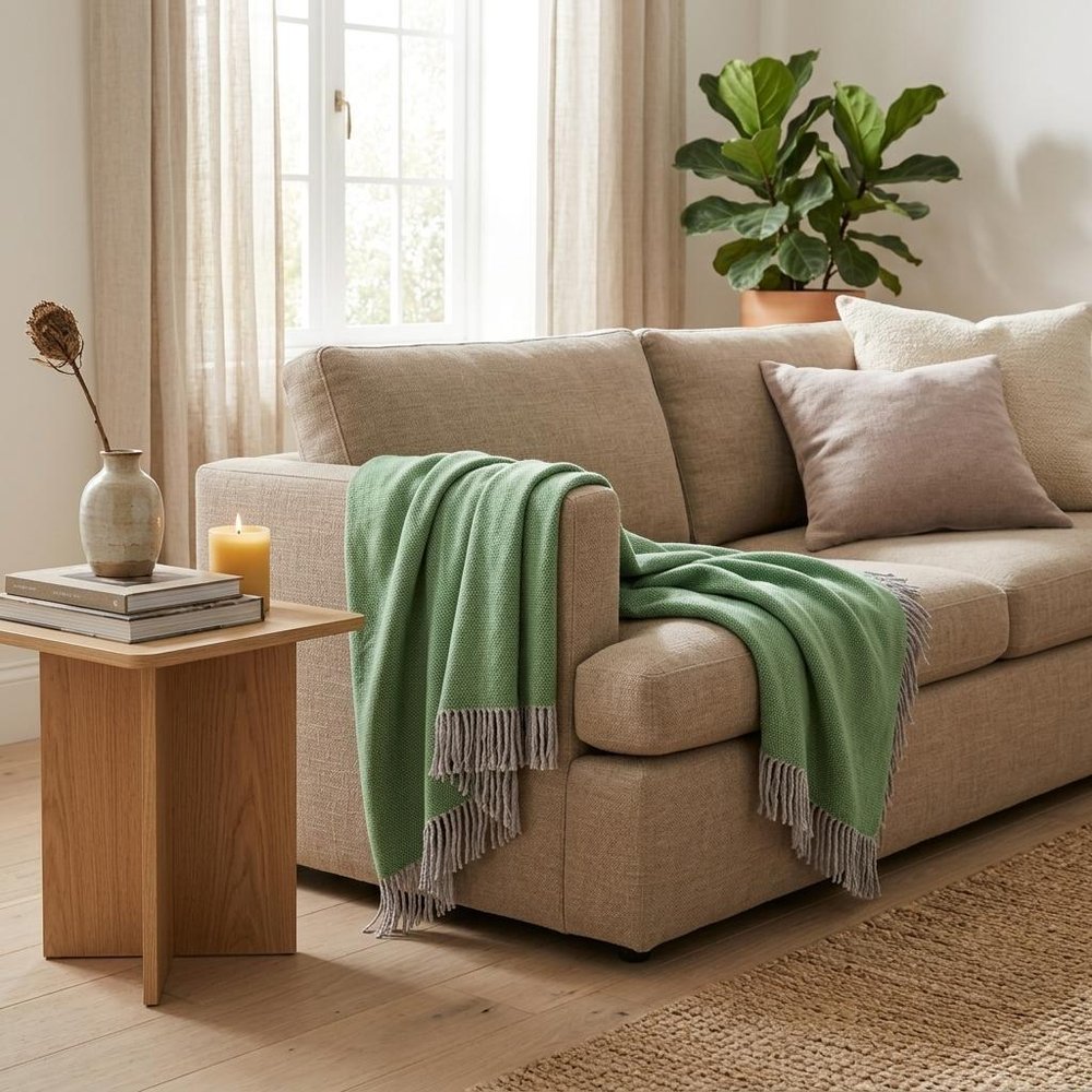 Forest Green Mini Dot Fringed Throw Blanket HomeRoots
