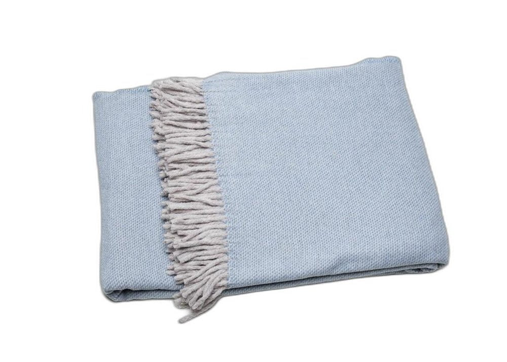 Sky Blue Mini Dot Fringed Throw Blanket HomeRoots