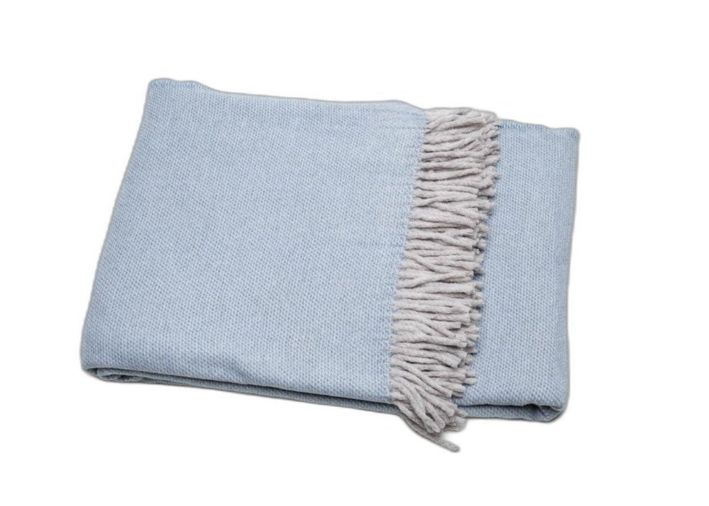 Sky Blue Mini Dot Fringed Throw Blanket — view 4