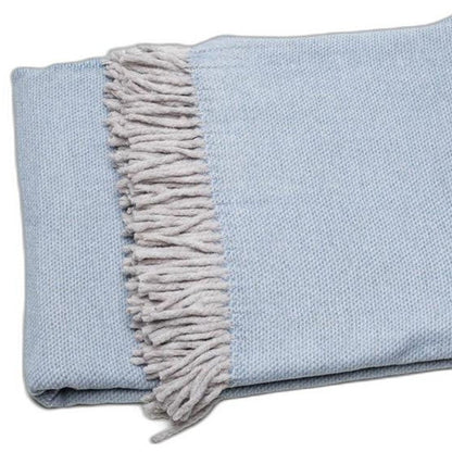 Sky Blue Mini Dot Fringed Throw Blanket HomeRoots