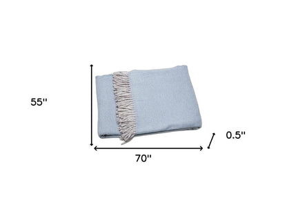 Sky Blue Mini Dot Fringed Throw Blanket HomeRoots