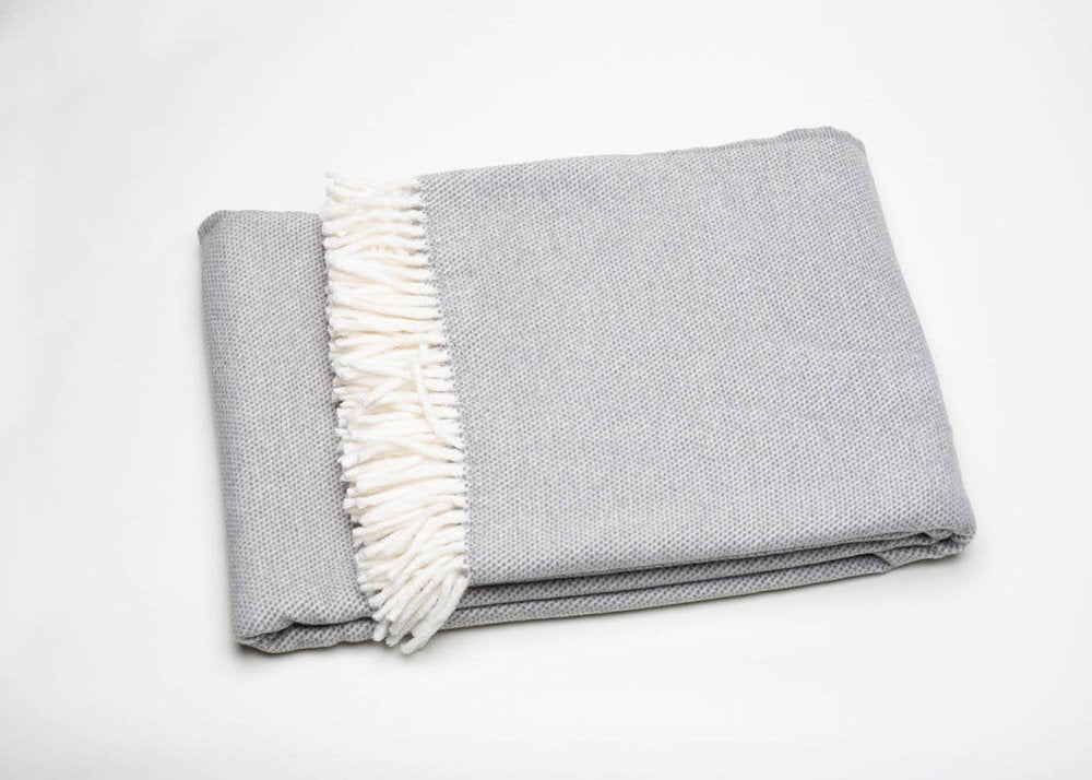 Light Gray Mini Dot Fringed Throw Blanket — view 1