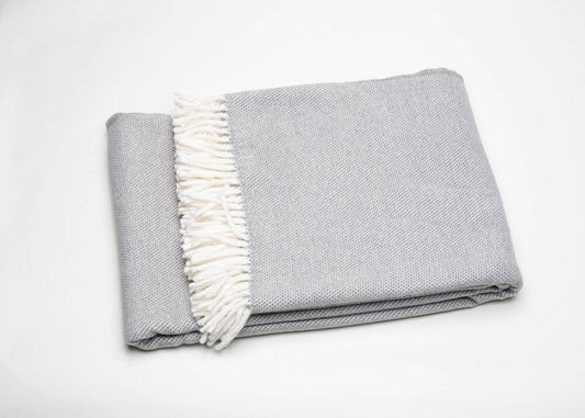 Light Gray Mini Dot Fringed Throw Blanket HomeRoots