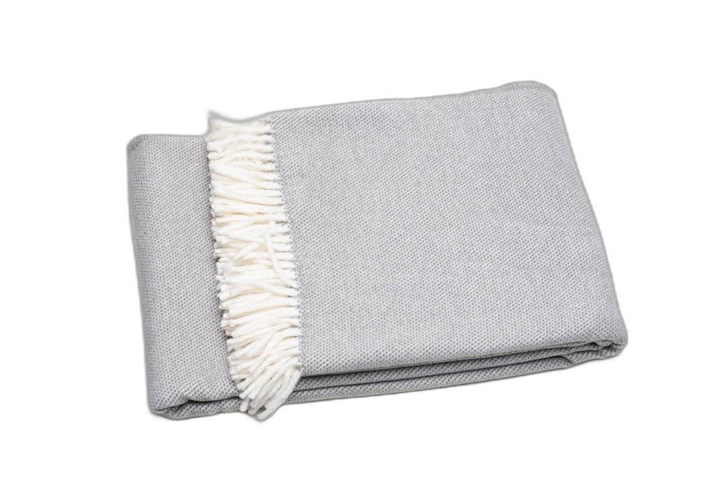 Light Gray Mini Dot Fringed Throw Blanket HomeRoots