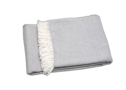 Light Gray Mini Dot Fringed Throw Blanket HomeRoots