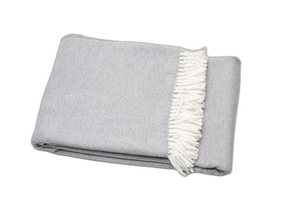 Light Gray Mini Dot Fringed Throw Blanket HomeRoots